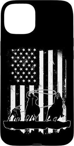 Vista 9 de USA Flag Team Roping Design Rodeo Western Horse Country Case for iPhone 17