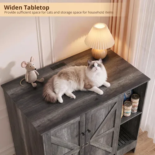 Vista 6 de VOWNER Caja de arena extragrande para gatos con colector de arena, color Gris