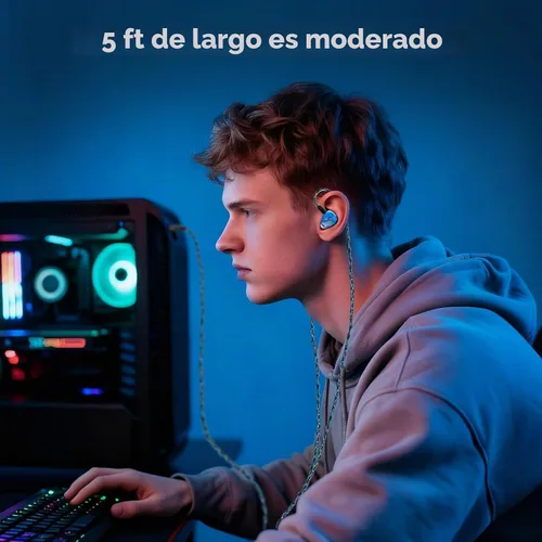Vista 4 de KBEAR ST12 MAX - Cable IEM de 4.9 ft/4.92 pies, 8 hebras, 4N OFC, chapado en plata, cable de extensión de auriculares de 14 núcleos, cable