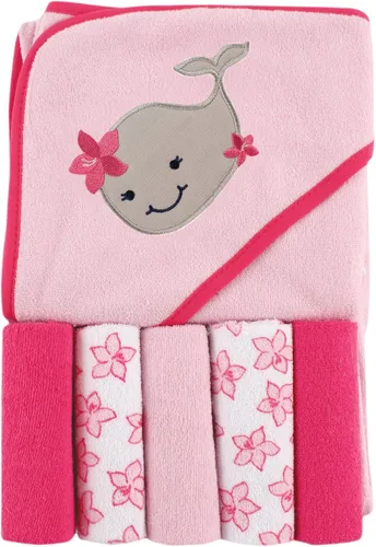 Vista 21 de Luvable Friends Toalla unisex con capucha para bebé con cinco paños, zorro para niños, talla única