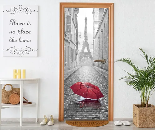 Vista 2 de VancyTop 30.3x78.7 1 unids/set moda decoración del hogar París Eiffel hierro extraíble puerta mural calcomanías fáciles de aplicar