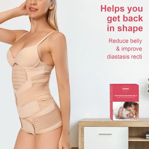 Vista 6 de XJCKING Faja para el vientre posparto, faja 3 en 1, soporte de recuperación de cinturón - Carpeta de sección C para entrenamiento de cintura pélvica