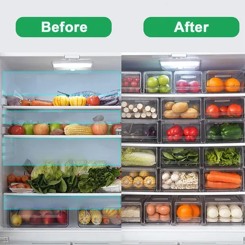 Vista 6 de YekouMax Contenedores de almacenamiento y organización de despensa, organizador de refrigerador, contenedores de almacenamiento apilables