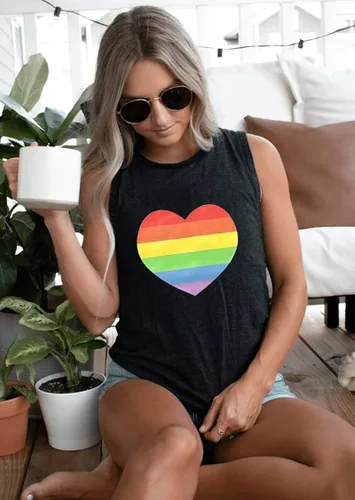 Vista 5 de Progress Pride Rainbow Flag Tank Top Women LGBTQ Equality Tank Tops Sleeveless Graphic Tee Shirt