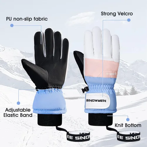 Vista 2 de Century Star Guantes de esquí para hombres y mujeres, guantes de nieve para pantalla táctil, impermeables, cálidos, guantes de snowboard para moto