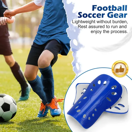 Vista 6 de Espinilleras de fútbol, 2 pares de fundas de espinilleras de fútbol superligeras y transpirables, equipo de protección de espinilleras para niños