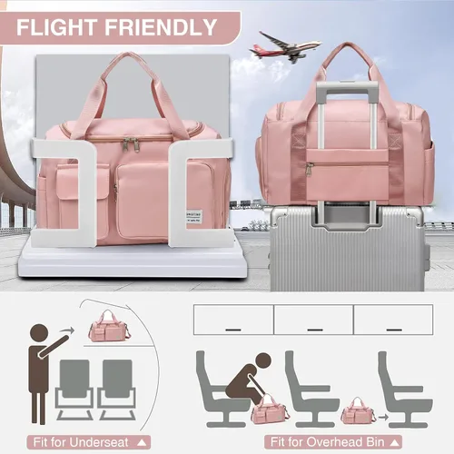 Vista 291 de Pequeña bolsa de gimnasio para mujer, bolsa de viaje con compartimento para zapatos