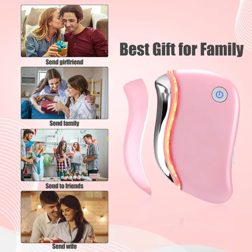 Vista 6 de Aikertec Heat Electric Gua Sha Tool 4 en 1 masajeador facial multifunción antienvejecimiento, contorno facial y reafirmante, doble mentón, despertar