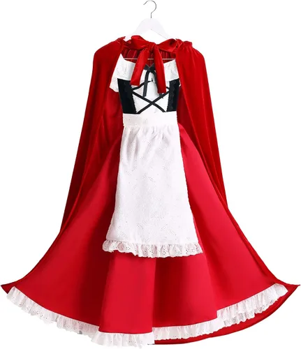 Vista 6 de Disfraz de capucha roja de lujo para niñas, traje de capucha roja para niños