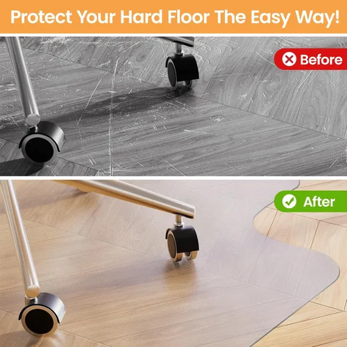 Vista 5 de Yecaye Desk Chair Mat for Hardwood Floor, Office PVC Computer Chair Mat, Floor Protector for Rolling Chairs (Transparent, 45" x 53")