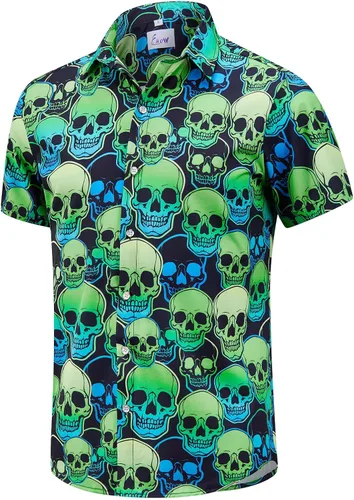 Vista 25 de EUOW - Camisas hawaianas para hombre de manga corta con botones, estampadas para la playa y el verano