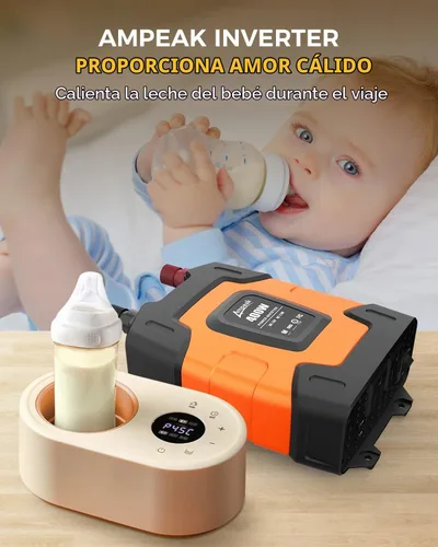 Vista 4 de Ampeak - Inversor de potencia de 400 W, 4.8A con doble puerto USB, 2 salidas de AC, inversor de coche, 12V DC a 110V AC, 11 protecciones