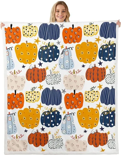 Vista 8 de Manta de temporada de otoño para niños y niñas, bonito forro polar de conejo de dibujos animados, regalos de feliz día de Acción de Gracias