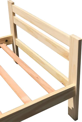 Vista 5 de Amazonas - Cama individual de madera de pino macizo, sin acabar, con soporte de listones, adecuada para niños y niñas, marco de cama de madera, cama