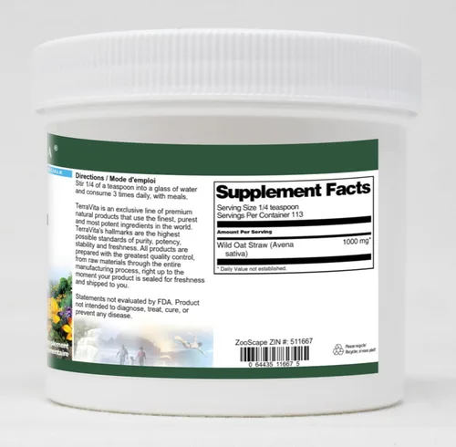 Vista 2 de Paja de Avena Salvaje (Avena Sativa) Polvo (4 oz, ZIN: 511667)