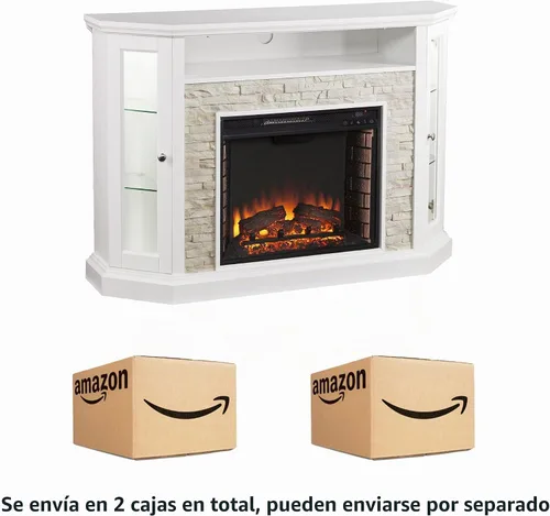 Vista 5 de Southern Enterprises chimenea eléctrica convertible, Metal, Blanco