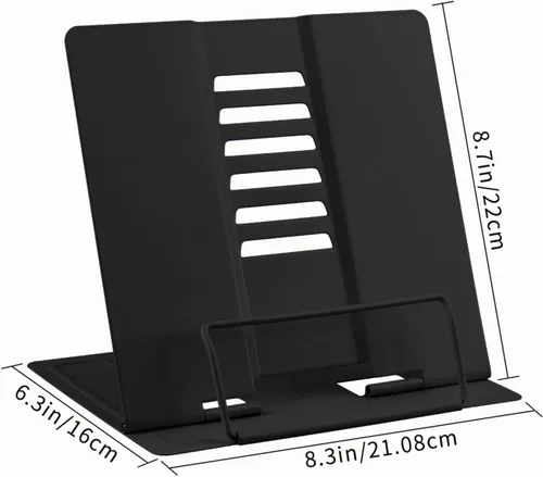 Vista 3 de Honagu Soporte de metal para libros de escritorio, soporte para libros para leer manos libres, soporte ajustable para documentos de libros