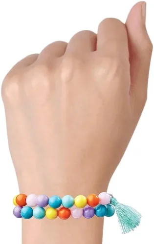 Vista 5 de Amscan Conjunto de pulseras de cuentas para mujer, multicolor, 3.7 pulgadas de EE. UU
