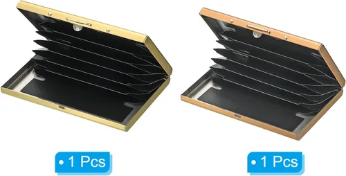 Vista 3 de PATIKIL Portatarjetas de crédito de acero inoxidable, paquete de 2 carteras de metal RFID para tarjetas de visita delgadas para mujeres y hombres