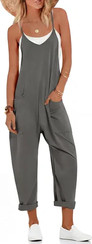 Vista 9 de Ekouaer Overol sin mangas para mujer, overol casual de verano 2-Verde Armada (ArmyGreen)