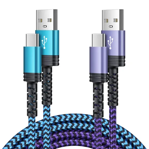 Vista 7 de Cable USB C de carga rápida, paquete de 2 cables tipo C de 3 pies, cable trenzado de teléfono Android para Samsung Galaxy A32 A15 5G A17 A16 A56 A35