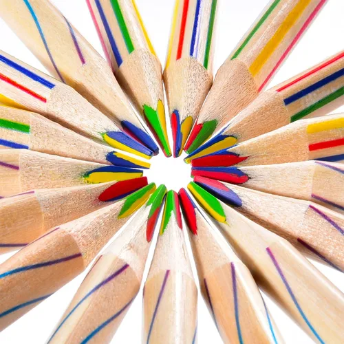 Vista 2 de Frienda Juego de 30 lápices de dibujo de arco iris a granel 4 en 1 para dibujar arte, colorear, bocetos, pintura, regalo, regreso a la escuela