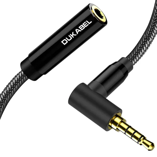 Vista 8 de DUKABEL Cables de extensión para auriculares, 1.2 metros (4 pies) con ángulo recto de 3.5mm TRRS para auriculares con micrófono y extensión