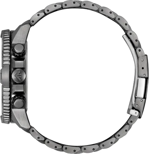 Vista 2 de Citizen Reloj Eco-Drive Promaster Navihawk A-T para hombre, esfera verde, pulsera de acero inoxidable gris, cronometraje atómico