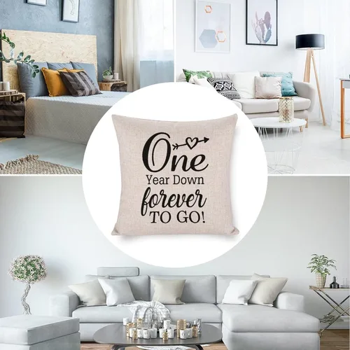 Vista 5 de One Year Down Forever to Go - Fundas de almohada decorativas de 16 x 16 pulgadas, funda de cojín cuadrada con acento de San Valentín para sofá