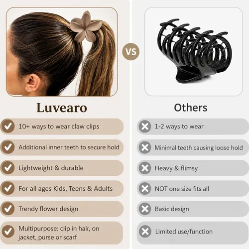 Vista 8 de Clips de cabello con flores para mujeres y niñas, cabello grueso a fino, clips de garra medianos bonitos, accesorios decorativos para el cabello