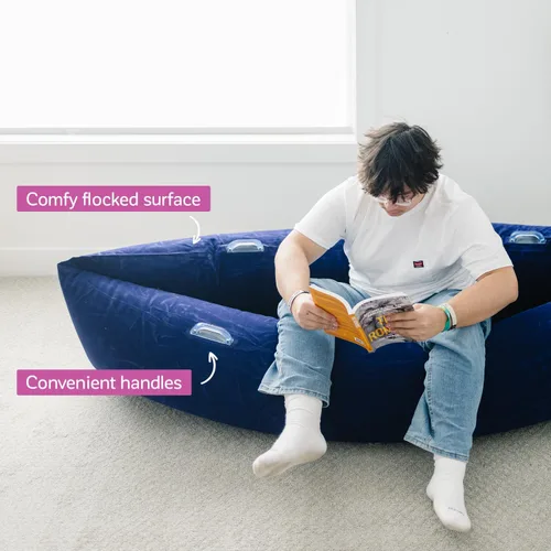 Vista 3 de Air-Lite - Canoa acogedora – Silla sensorial inflable para necesidades sensoriales – Canoa de compresión para niños a partir de 3 años – Muebles Azul