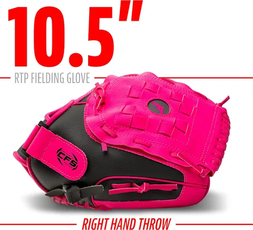 Vista 4 de Franklin Sports Guantes de béisbol para niños, guante de pelota RTP para niños + juego de pelotas, guantes de pelota para niños + niñas, niños +