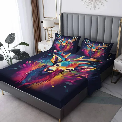 Vista 11 de Sábanas de ciervo tamaño individual – Sábanas de cama de animales del bosque, microfibra suave, bolsillo profundo, sábanas y fundas de almohada