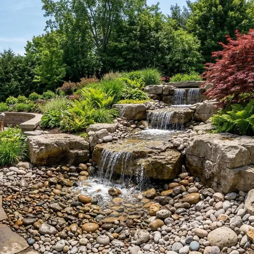 Vista 8 de Pond Free Cascade 4100 Kit de cascada con revestimiento de PVC de 10' x 20' y bomba de 4,100 GPH - PVCPMDP8 Custom water feature, Mini Pump