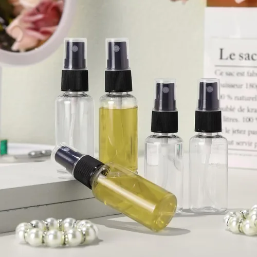 Vista 5 de Maxcheck 100 mini botellas de aerosol transparentes de 1 onza, botella de viaje vacía de plástico de niebla fina, recipientes pequeños de aerosol