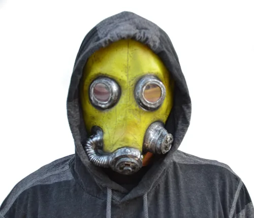 Vista 2 de Acid Tactical Máscara de gas espeluznante de Halloween, máscara de riesgo biológico para fiesta de disfraces y radiación tóxica