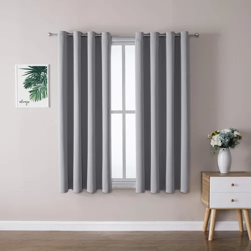 Vista 111 de ChrisDowa - Cortinas cortas para ventana de 40 pulgadas para dormitorio - Cortinas cortas con ojales y aislamiento térmico para oscurecer