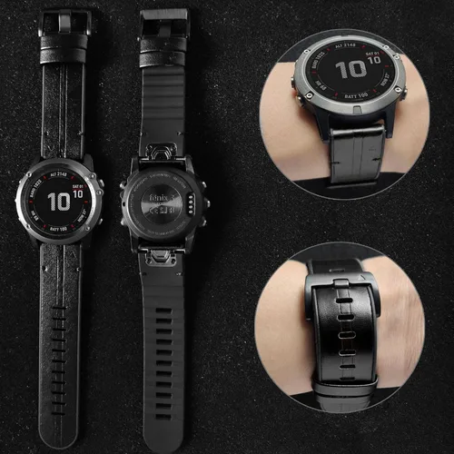 Vista 5 de Abanen Correa de reloj para Garmin epix Pro de 2.008 in, Fenix 8 de 2.008 in, Instinct 3 de 1.77 pulgadas, correa híbrida de silicona suave de Negro