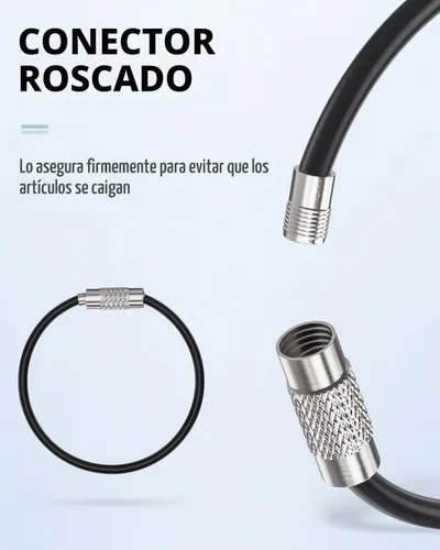 Vista 5 de Uniclife 4 Inch Wire Keychain Cable Heavy Duty Stainless Steel Key Ring 4" 6-Color 12Pack