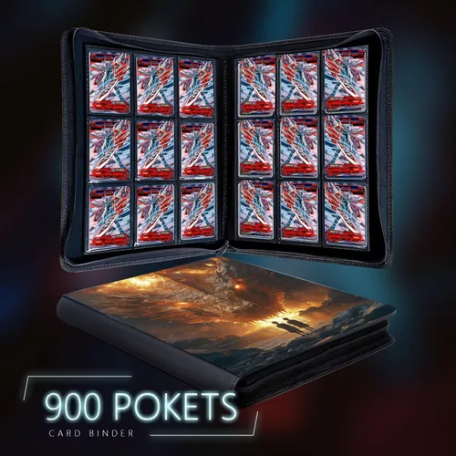 Vista 4 de Carpeta de 9 bolsillos para tarjetas intercambiables, carpeta de tarjetas para 900 tarjetas, 50 páginas de carga lateral, carpeta con cremallera