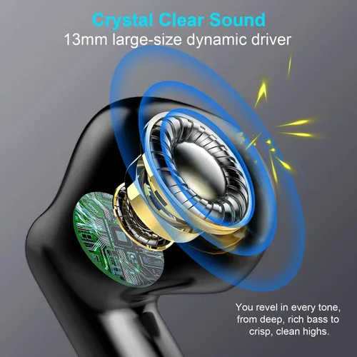 Vista 3 de Auriculares inalámbricos, auriculares Bluetooth 5.4 con graves estéreo, auriculares Bluetooth en el oído con cancelación de ruido y micrófono