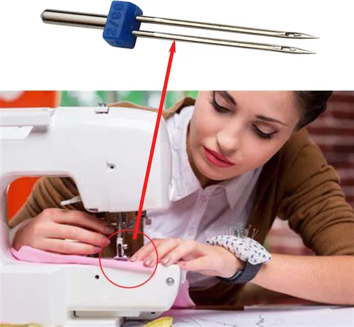 Vista 8 de Agujas gemelas de 3 tamaños para máquina de coser, máquina de estiramiento doble doble agujas para máquina de coser doméstica, 3 tamaños mixtos