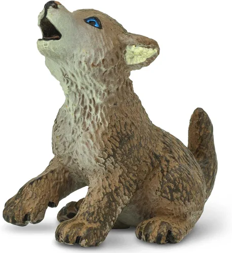 Vista 5 de Safari Ltd. Figura de cachorro de lobo, figura detallada de plástico de 1.85 pulgadas, juguete divertido para niños, niñas y niños a partir de 1 año