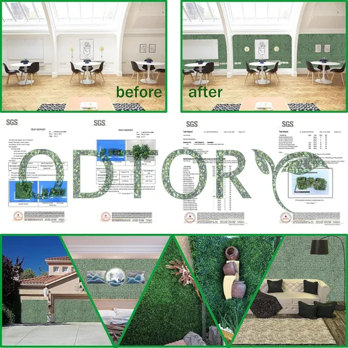 Vista 6 de ODTORY Paneles de césped artificial para pared: 10 x10 pulgadas (8 unidades) Paneles de boj para decoración de paredes verdes en interiores