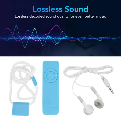 Vista 2 de Reproductor de MP3 de 64 GB, reproductor de MP3 digital portátil de música con sonido sin pérdidas, reproductor de música Mp3 de sonido HiFi Azul