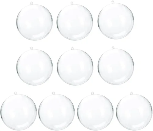 Vista 7 de Barelove Esferas transparentes rellenables, 10 bolas transparentes para manualidades, esferas decorativas colgantes de plástico para decoración