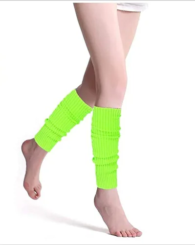 Vista 3 de CHUNG Calentadores de piernas de punto para mujeres y jóvenes, de 16 pulgadas, neón, para fiestas, bailes, deportes, fitness, Halloween, paquete