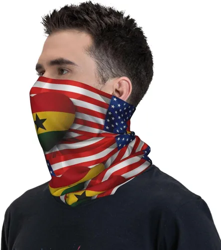 Vista 5 de Neck Gaiter Ghana Ghanaian American Flag USA Love Face Cover Scarf Uv Sun Protection Balaclava Head Mask for Men Women Fishing Mask Hiking Cycling