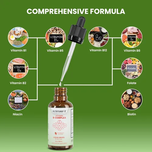 Vista 3 de Complejo Líquido de Vitamina B Fresa - 2 fl oz (2.0 fl oz) Features Liquid Drops, Strawberry Flavor, Methyl B12, Folate, and Easy-to-Use Formula