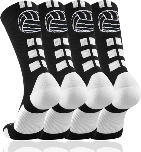Vista 2 de Londkaron - Calcetines de voleibol con logotipo de voleibol, calcetines suaves de media pantorrilla
